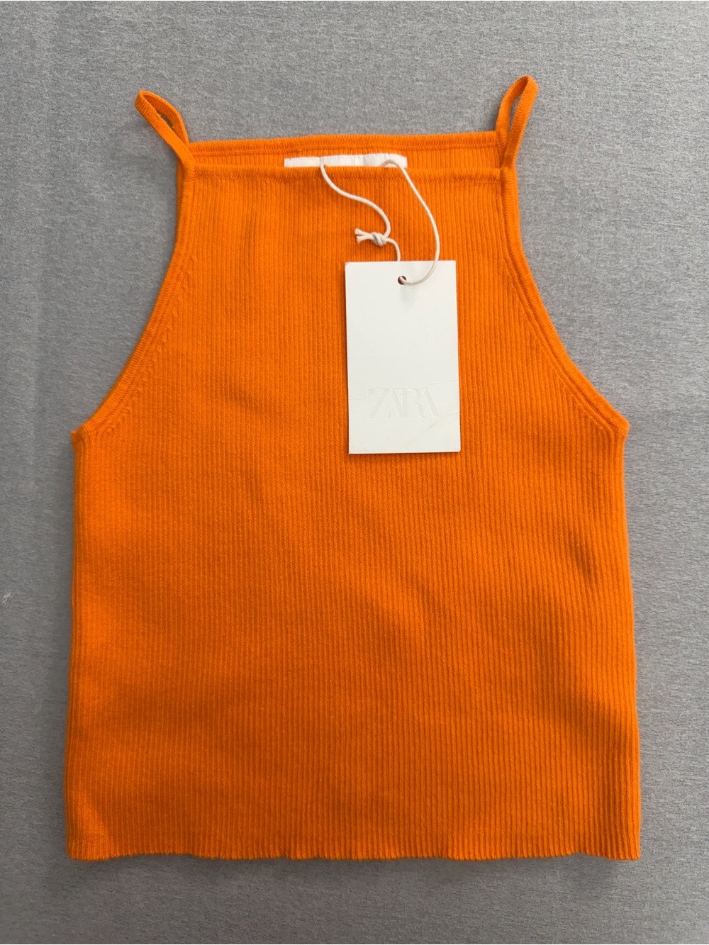 Zara Girls Bright Orange Ribbed Cropped Tank 9-10 Y